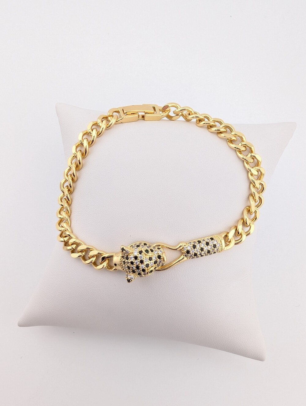 Gold Panther Head Chain Bracelet - Estate Jewelry - Picture 4 of 8